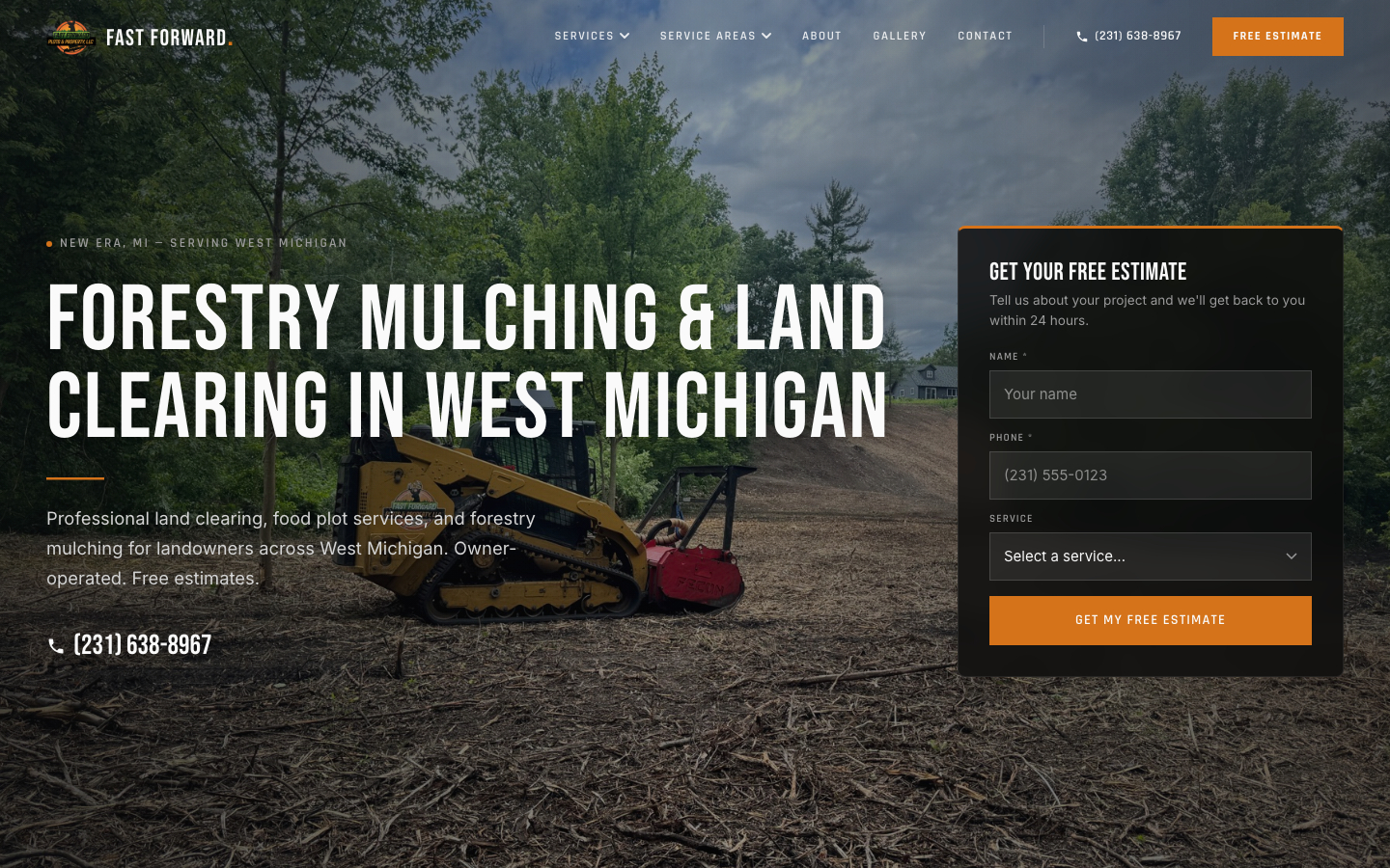 The Fast Forward Plots & Property website, built by Brandloc