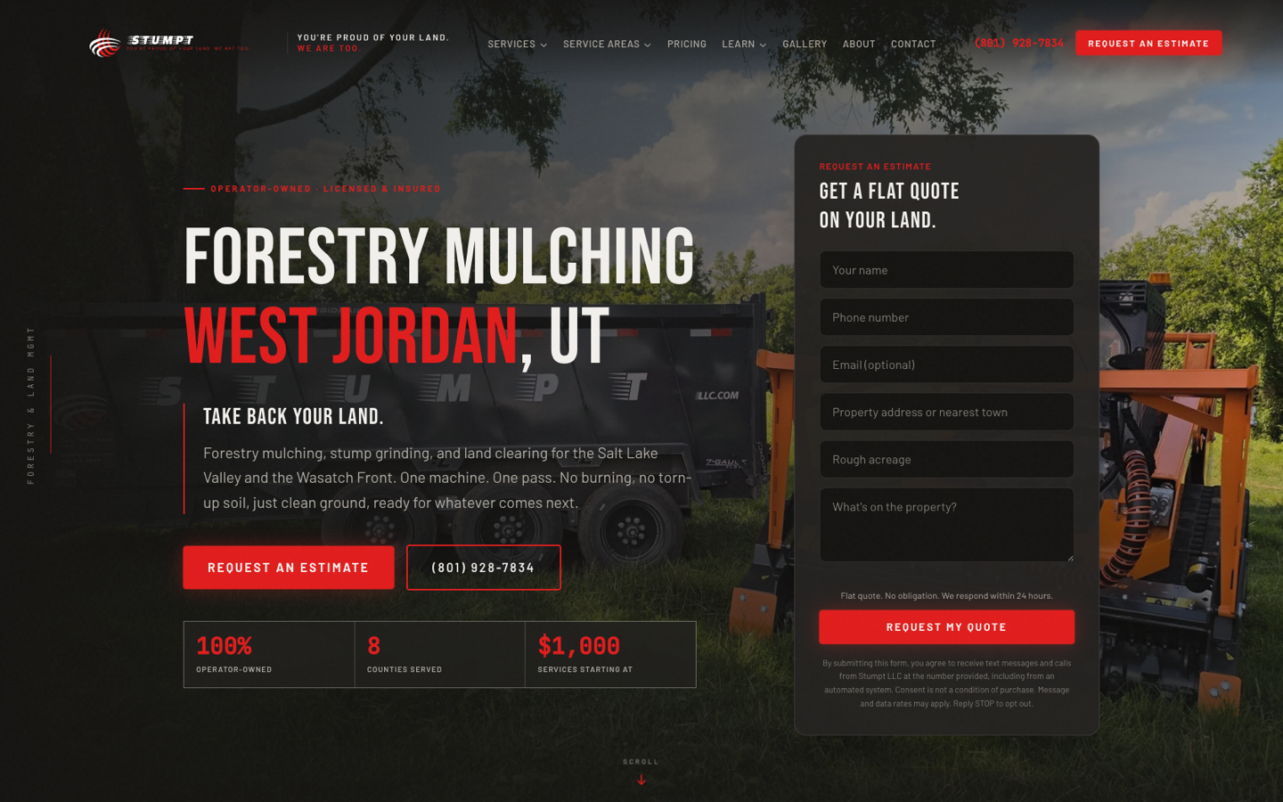 The Stumpt LLC - Utah website, built by Brandloc
