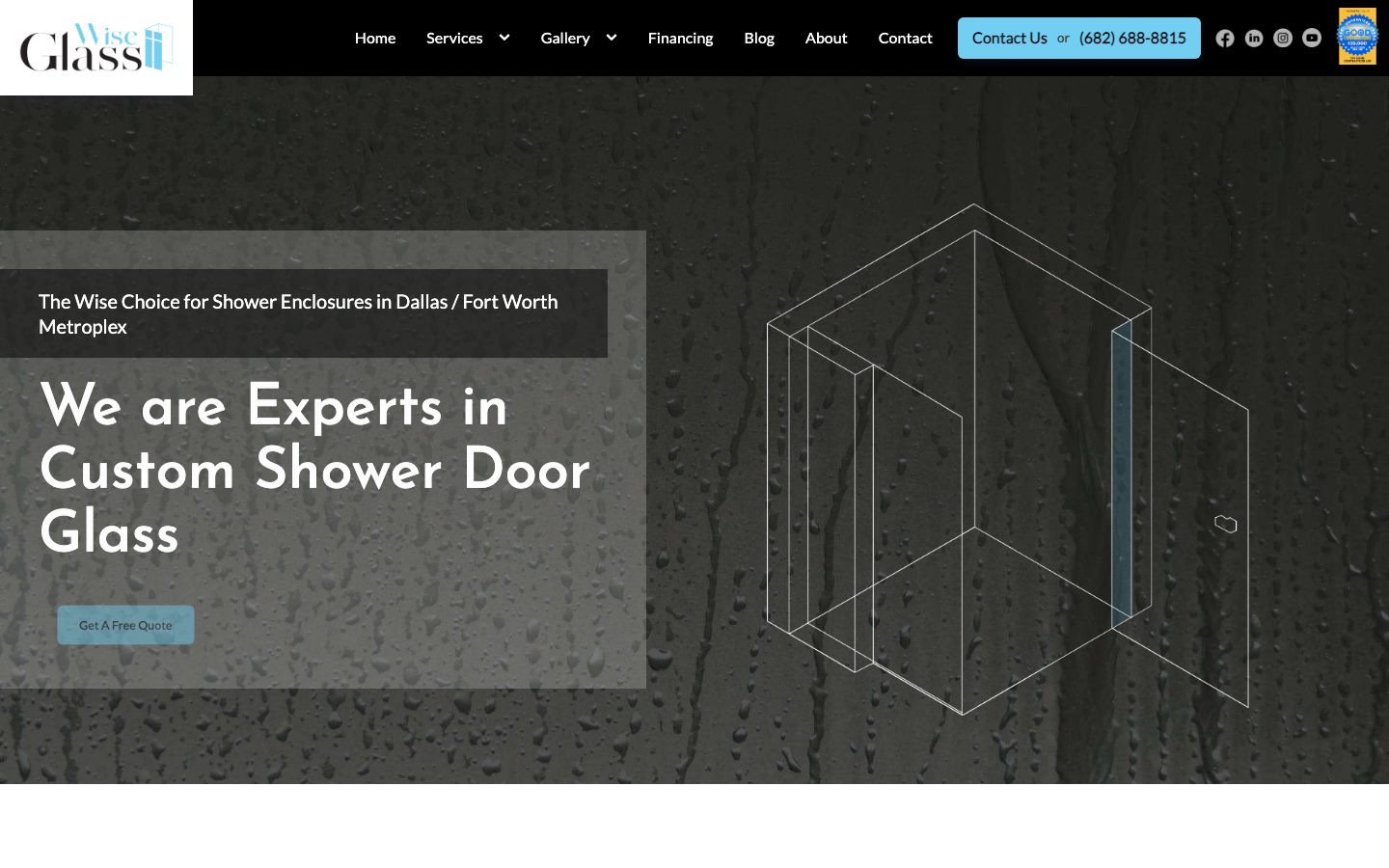 The Wise Glass LLC website, built by Brandloc